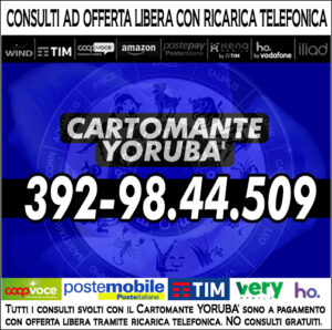 I consulti con il Cartomante Yoruba' sono tutti a pagamento (ricarica telefonica/Postepay/Buono Regalo Amazon)